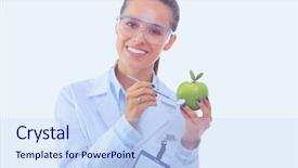  Presentation with green apple - Presentation theme having doctor with a green apple background and a sky blue colored foreground