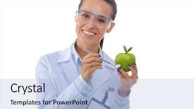  Presentation with doctor helps to get out of bed an elderly woman - Presentation having doctor with a green apple background and a light blue colored foreground