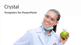  Presentation with doctor helps to get out of bed an elderly woman - Slide set enhanced with doctor with a green apple background and a  colored foreground