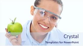  Presentation with doctor helps to get out of bed an elderly woman - PPT theme enhanced with doctor with a green apple background and a  colored foreground