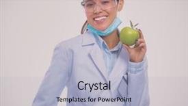  Presentation with doctor helps to get out of bed an elderly woman - Slide deck consisting of doctor with a green apple background and a  colored foreground