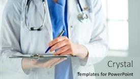  Presentation with clipboard stethoscope - Audience pleasing presentation consisting of doctor-with-a-stethoscope-holding backdrop and a lemonade colored foreground