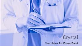  Presentation with clipboard stethoscope - Slides with doctor-with-a-stethoscope-holding background and a  colored foreground