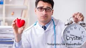  Presentation with alarm - PPT theme consisting of doctor with alarm clock background and a  colored foreground