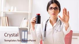  Presentation with medicines - Beautiful presentation featuring doctor with bottle of medicine backdrop and a  colored foreground