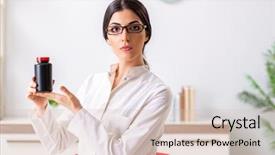  Presentation with medicines - Beautiful presentation design featuring doctor with bottle of medicine backdrop and a lemonade colored foreground