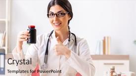  Presentation with medicines - Presentation design enhanced with doctor with bottle of medicine background and a lemonade colored foreground