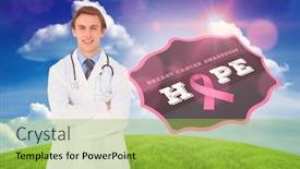  Presentation with breast cancer awareness month - Colorful theme enhanced with doctor with breast cancer awareness message for awareness month backdrop and a yellow colored foreground