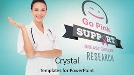  Presentation with breast cancer awareness month - Beautiful theme featuring doctor with breast cancer awareness message for awareness month backdrop and a light blue colored foreground