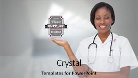  Presentation with breast cancer awareness month - Beautiful PPT layouts featuring doctor with breast cancer awareness message for awareness month backdrop and a light gray colored foreground