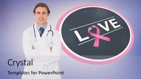  Presentation with breast cancer awareness month - Theme with doctor with breast cancer awareness message for awareness month background and a light blue colored foreground