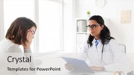  Presentation with sad woman - Beautiful theme featuring doctor with clipboard and sad backdrop and a white colored foreground