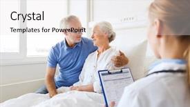  Presentation with senior care - PPT layouts with doctor with clipboard at hospital background and a white colored foreground