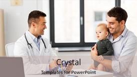  Presentation with baby medical - Slide set featuring doctor with clipboard at medical background and a soft green colored foreground