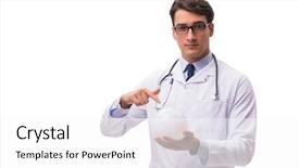  Presentation with crystal ball - Amazing theme having doctor with crystal ball isolated on white background backdrop and a white colored foreground