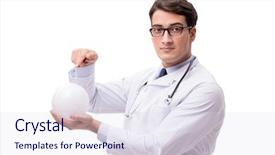  Presentation with crystal ball - Presentation theme consisting of doctor with crystal ball isolated on white background background and a sky blue colored foreground