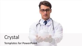  Presentation with crystal ball - Audience pleasing PPT theme consisting of doctor with crystal ball isolated on white background backdrop and a white colored foreground