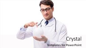  Presentation with crystal ball - Slides with doctor with crystal ball isolated background and a white colored foreground
