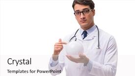  Presentation with crystal ball - Presentation theme consisting of doctor with crystal ball isolated on white background background and a white colored foreground