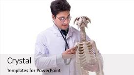  Presentation with skeleton - Colorful slide deck enhanced with doctor with dog skeleton isolated backdrop and a  colored foreground