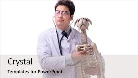  Presentation with octopus on isolated white - Presentation featuring doctor with dog skeleton isolated background and a  colored foreground