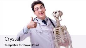  Presentation with skeleton - Colorful presentation theme enhanced with doctor with dog skeleton isolated backdrop and a  colored foreground