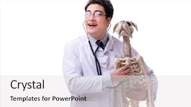  Presentation with skeleton - Cool new PPT layouts with doctor with dog skeleton isolated backdrop and a  colored foreground