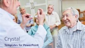  Presentation with inhaler - Audience pleasing presentation design consisting of doctor-with-dosing-inhaler backdrop and a sky blue colored foreground