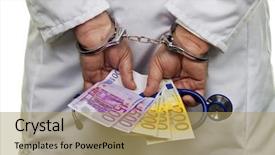  Presentation with money notes - Slide deck with doctor with euro bank notes background and a yellow colored foreground