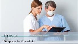  Presentation with mask nurse - Beautiful theme featuring doctor-with-face-mask-next backdrop and a light blue colored foreground