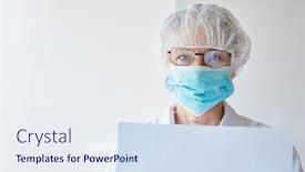  Presentation with hospital mask - Slide deck featuring doctor-with-face-mask background and a sky blue colored foreground