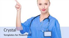  Presentation with finger point - Cool new presentation theme with doctor with finger point up backdrop and a light blue colored foreground