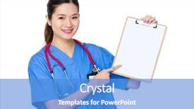  Presentation with finger point - Presentation theme consisting of doctor with finger point to clipboard background and a teal colored foreground