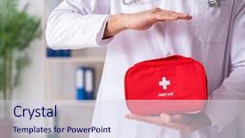  Presentation with first aid - Audience pleasing presentation consisting of doctor with first aid bag backdrop and a sky blue colored foreground