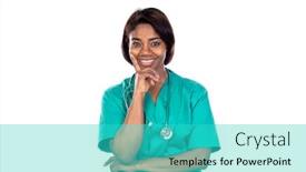  Presentation with white green - Beautiful presentation design featuring doctor-with-green-uniform-isolated backdrop and a cyan colored foreground