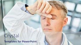  Presentation with burnout - Slide set with doctor-with-hand-on-forehead background and a sky blue colored foreground