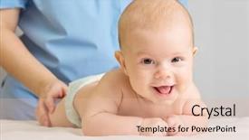  Presentation with baby diapers - PPT theme enhanced with doctor with little baby background and a lemonade colored foreground