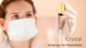  Presentation with injection - PPT theme enhanced with doctor with medical syringe in hands getting ready for injection background and a lemonade colored foreground