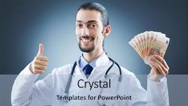  Presentation with studio - Presentation design with doctor with money in studio background and a light blue colored foreground