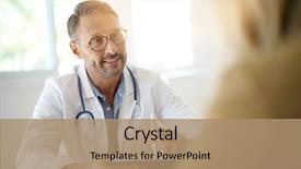  Presentation with doctor office - Slides enhanced with doctor with patient in medical background and a coral colored foreground