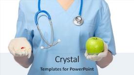  Presentation with capsules pills pill doctor prescription - Slide deck with doctor with pill and apple background and a light blue colored foreground