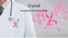  Presentation with pink ribbon breast awareness - Amazing presentation theme having doctor with pink breast cancer backdrop and a  colored foreground