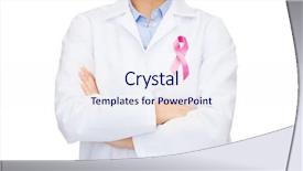  Presentation with pink ribbon breast awareness - Amazing PPT theme having doctor with pink breast cancer backdrop and a  colored foreground