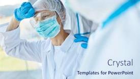  Presentation with burnout - Beautiful PPT layouts featuring doctor-with-protective-clothing backdrop and a sky blue colored foreground