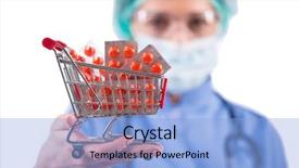  Presentation with medical pills - Slide set enhanced with doctor with shopping cart full background and a light blue colored foreground