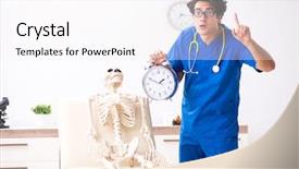 Presentation with doctor in hospital health insurance related icons healthcare person saving medical - Colorful slides enhanced with doctor with skeleton in hospital backdrop and a  colored foreground