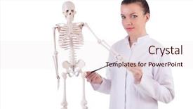  Presentation with skeleton - Theme with doctor with skeleton on white background and a sky blue colored foreground