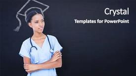  Presentation with navy blue - Audience pleasing slide deck consisting of doctor with stethoscope against navy backdrop and a wine colored foreground