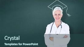  Presentation with teal - Presentation design with doctor with stethoscope against teal background and a  colored foreground