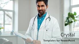  Presentation with indian democracy - Cool new PPT layouts with doctor with stethoscope around neck backdrop and a soft green colored foreground